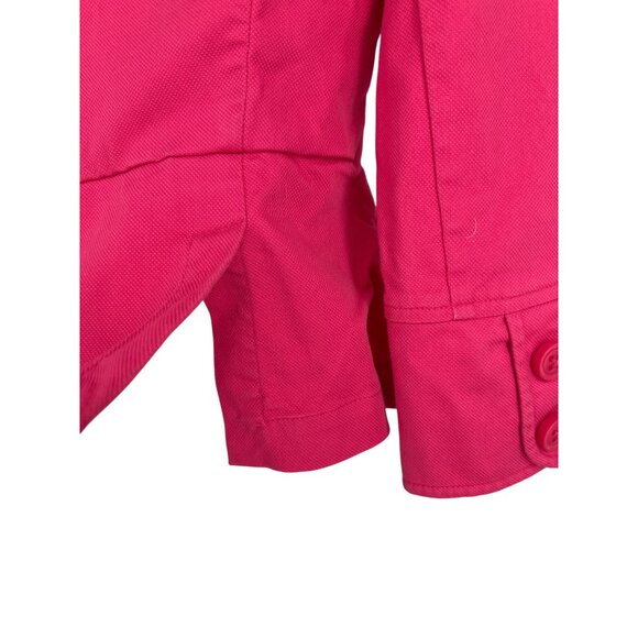 CAbi 310 Power Pink Peplum Cotton Women Single Button 3/4 Sleeve Blazer Size 4 - Picture 7 of 12